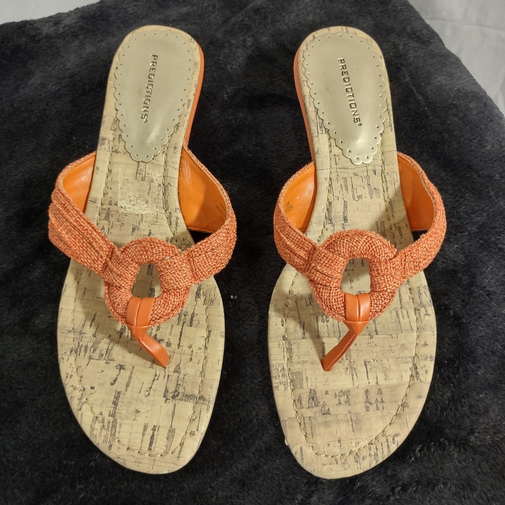 PREDICTIONS Women's Orange Kitten Heel Sandal Size 7 1/2